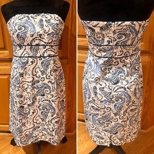 Vineyard Vines Blue and White Strapless Dress